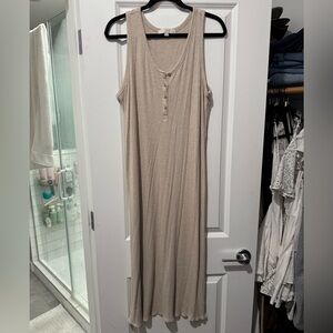 LOFT Ribbed Maxi Dress in Beige